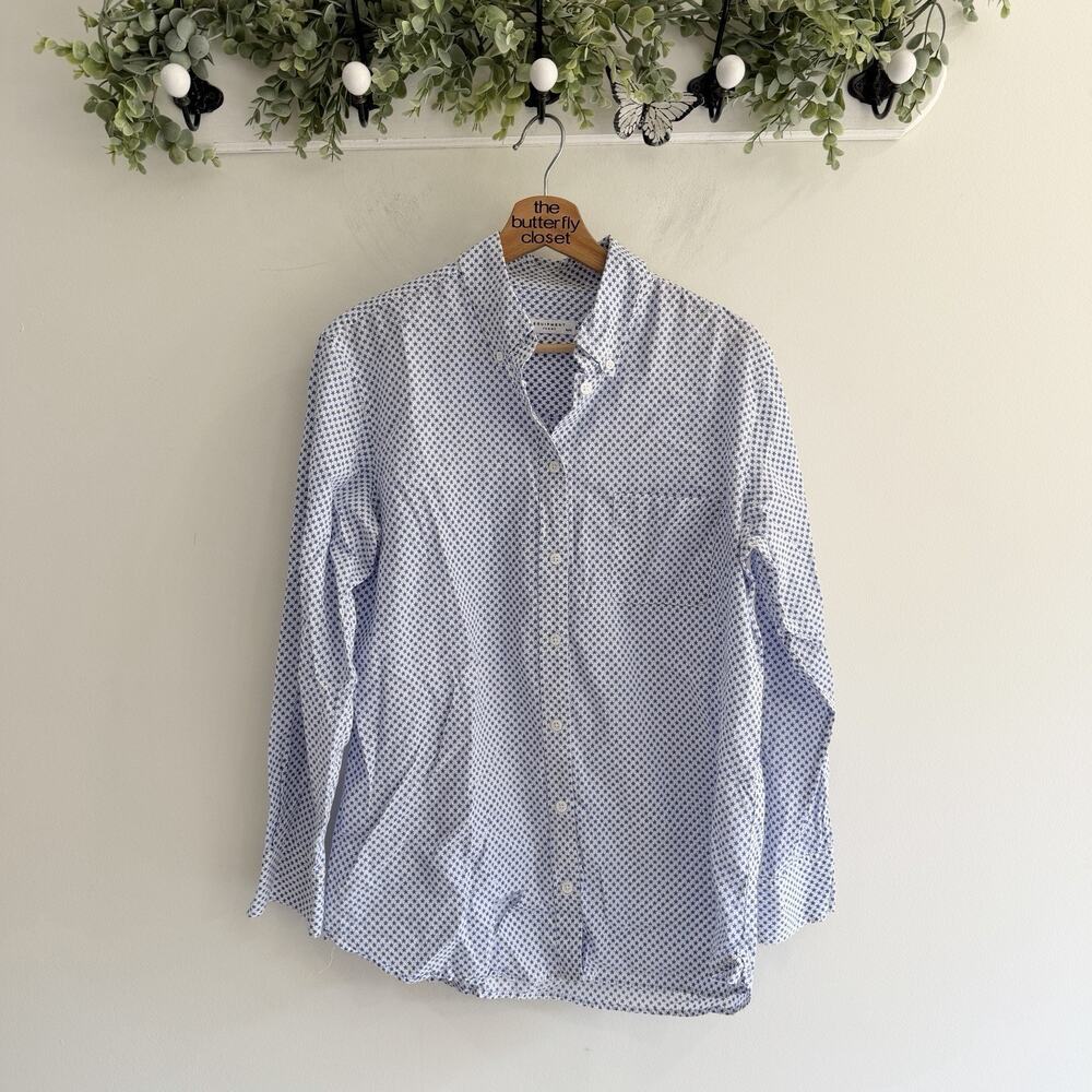 Equipment Blue Star Print Button Down Shirt Medium U5728